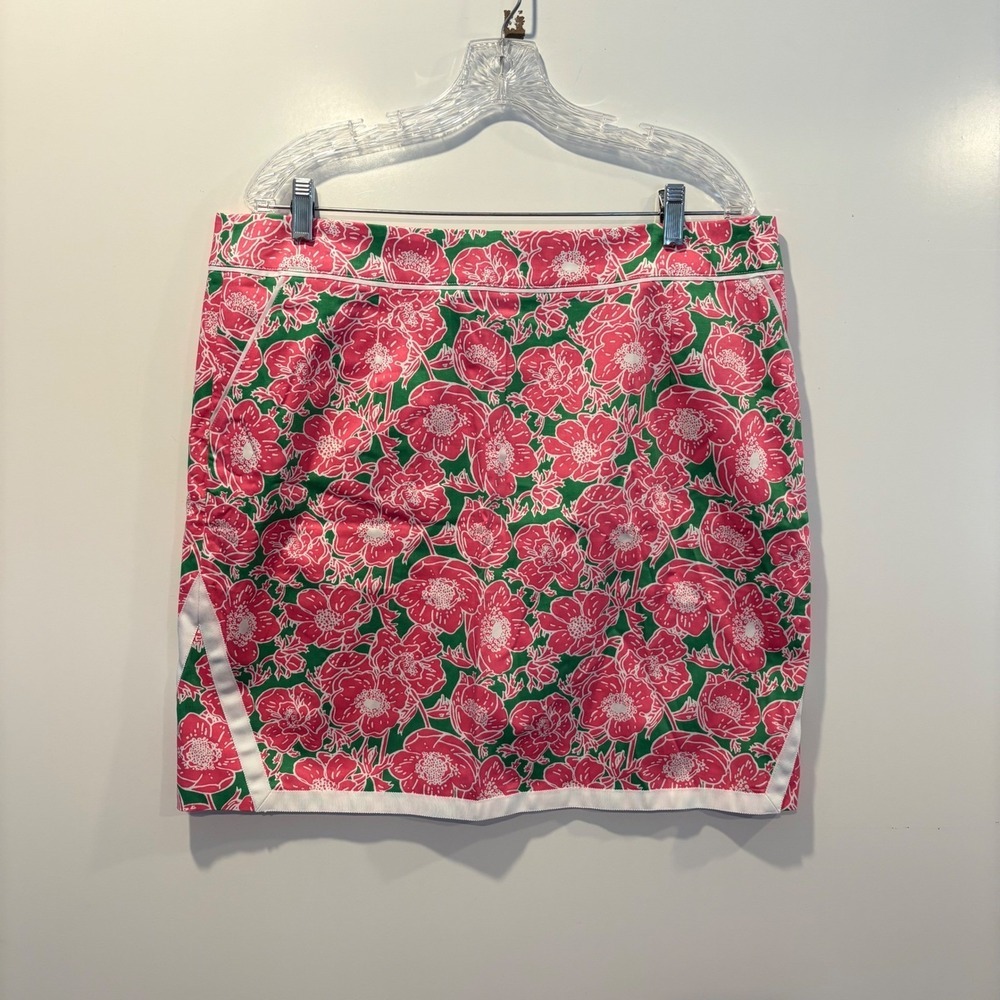 Island Republic Floral Skirt Pink Green White‎ Trim Golf Tennis Womens Size 16